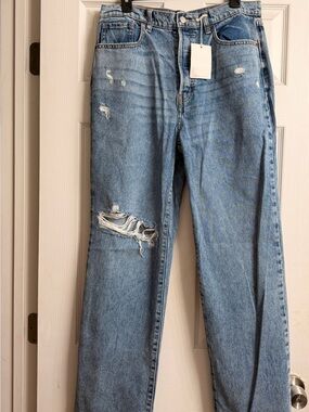 Cello Light Blue Distressed Straight Leg Jeans